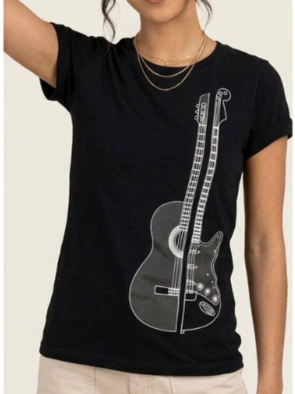 Guitar shirt electric and acoustic Living in Harmony Threadless design cotton